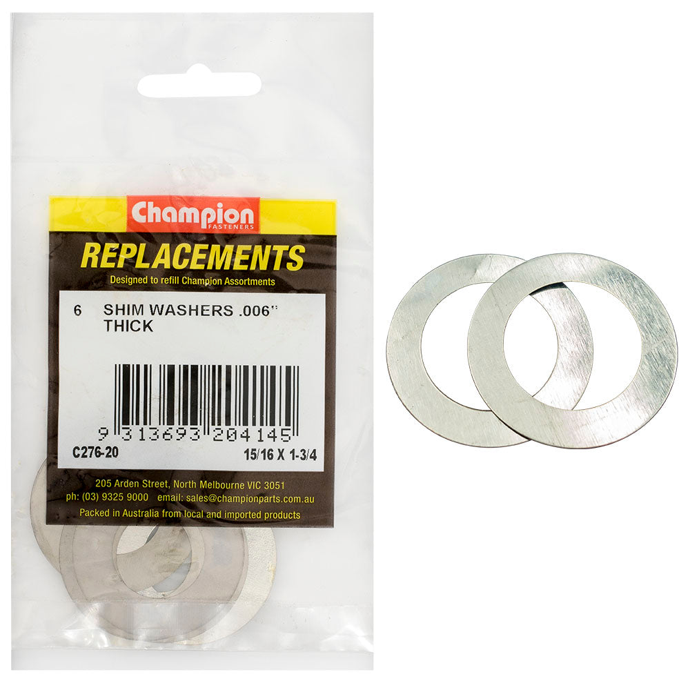 Champion Fasteners Washer Flat Shim 15/16In X 1 3/4In X .006In C276-20