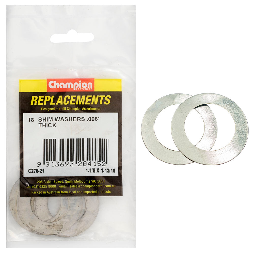 Champion Fasteners Washer Flat Shim 1 1/8In X 1 13/16In X .006In C276-21