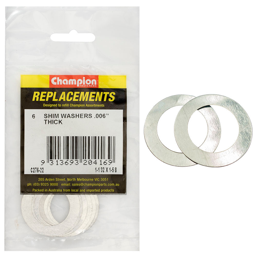 Champion Fasteners Washer Flat Shim 1 1/32In X 1 5/8In X .006In C276-22
