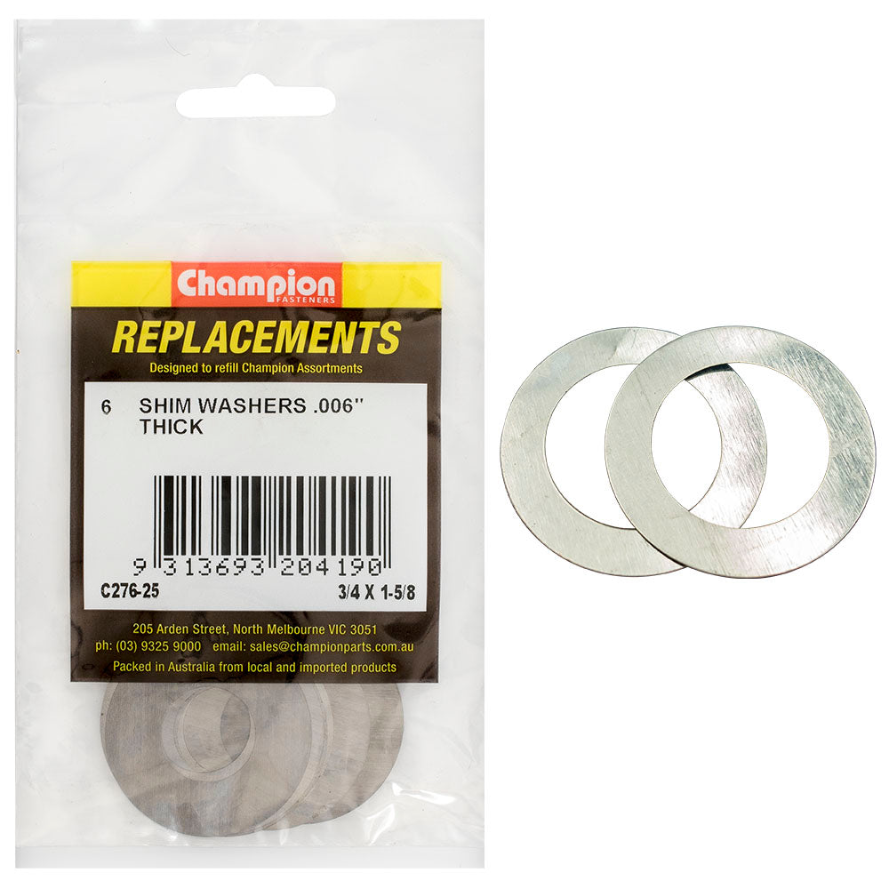 Champion Fasteners Washer Flat Shim 3/4In X 1 5/8In X .006In C276-25