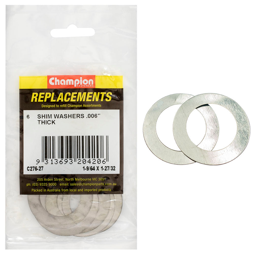 Champion Fasteners Washer Flat Shim 1 9/64 X 1 27/32In X .006In C276-27