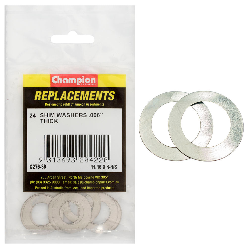 Champion Fasteners Washer Flat Shim 11/16In X 1 1/8In X .006In C276-38
