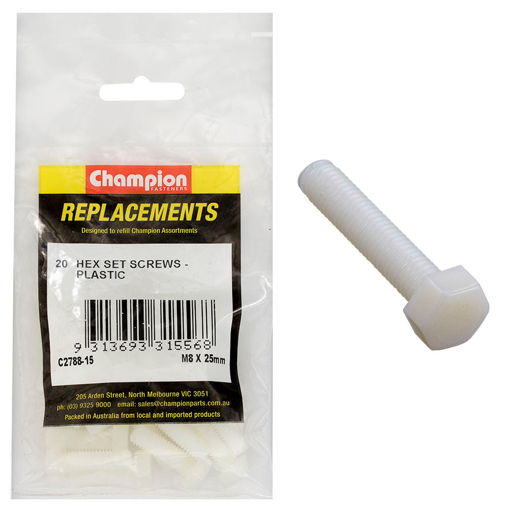 Champion Fasteners Hex Set Screw Plastic M8 X 25mm C2788-15