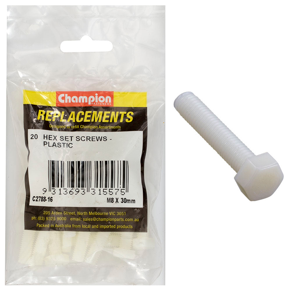 Champion Fasteners Hex Set Screw Plastic M8 X 30mm C2788-16