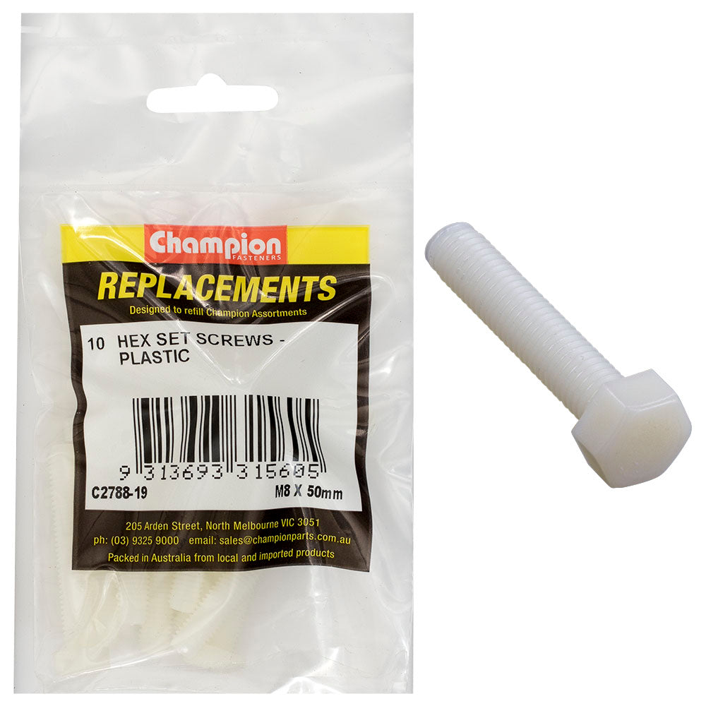 Champion Fasteners Hex Set Screw Plastic M8 X 50mm C2788-19