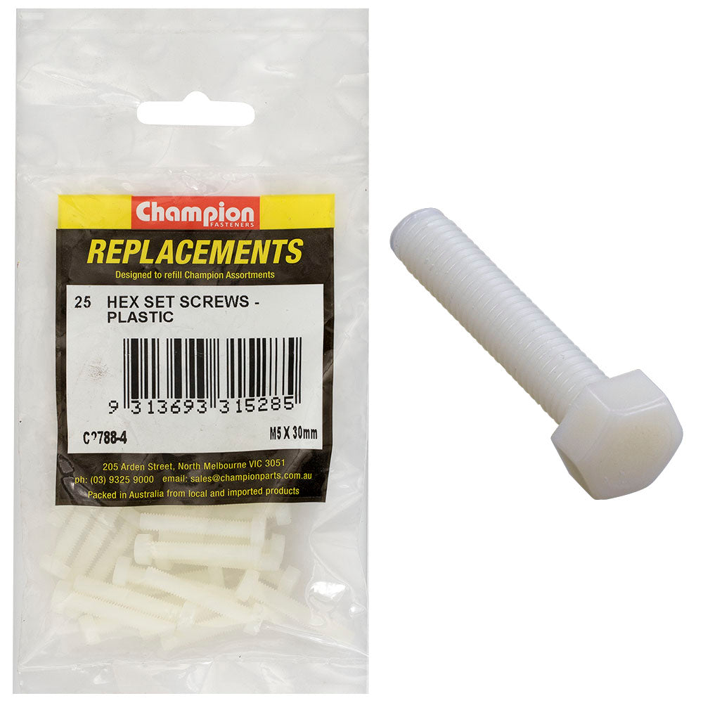 Champion Fasteners Hex Set Screw Plastic M5 X 30mm C2788-4