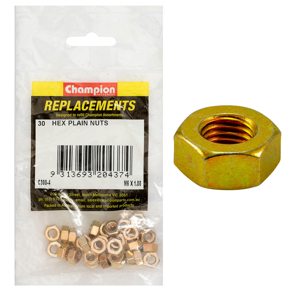 Champion Fasteners Hex Plain Nut High Tensile M6 X 1.00mm Class 8 C300-4