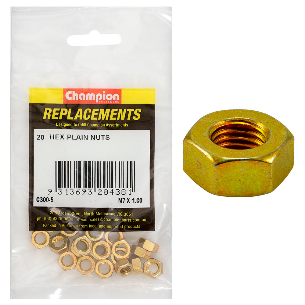 Champion Fasteners Hex Plain Nut High Tensile M7 X 1.00mm Class 8 C300-5