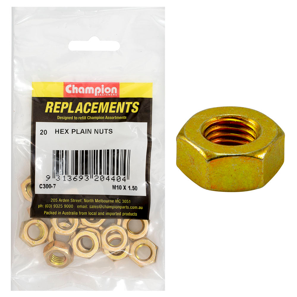 Champion Fasteners Hex Plain Nut High Tensile M10 X 1.5mm Class 8 C300-7