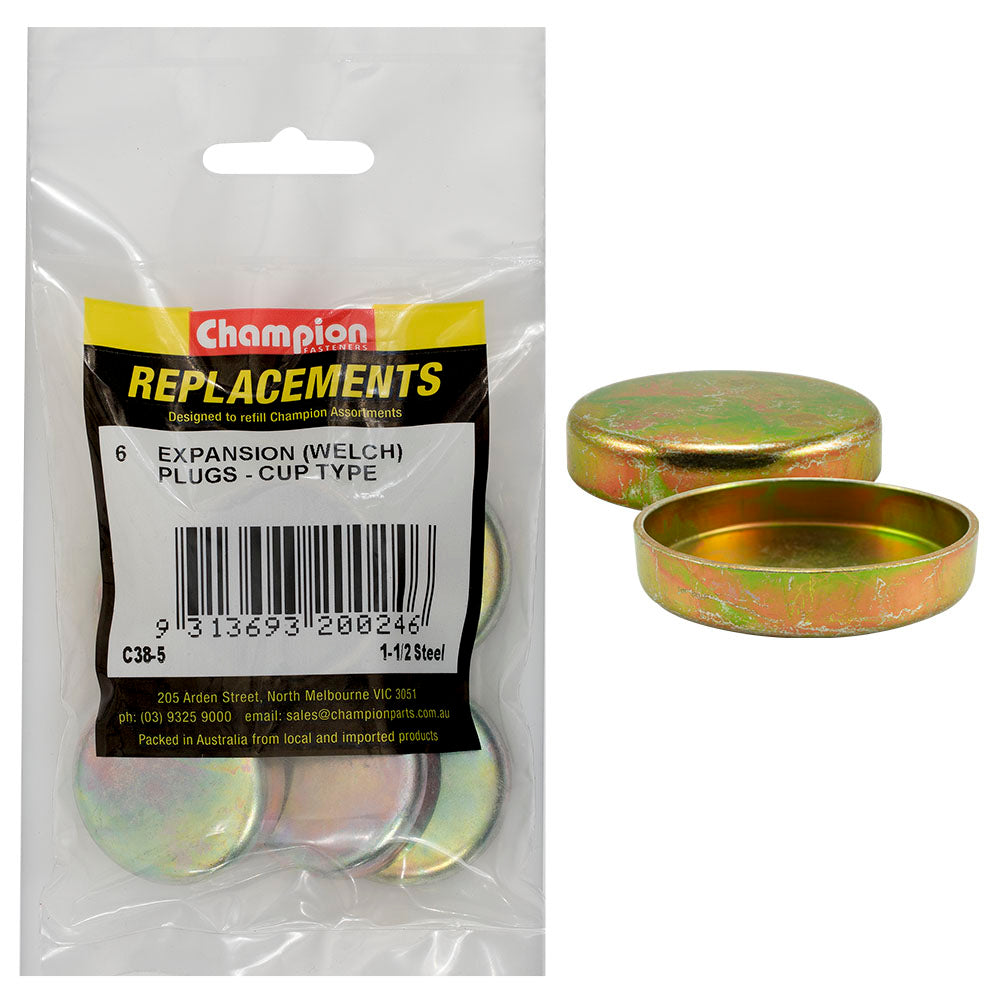 Champion Fasteners Welch Plug Cup Steel 1 1/2In C38-5