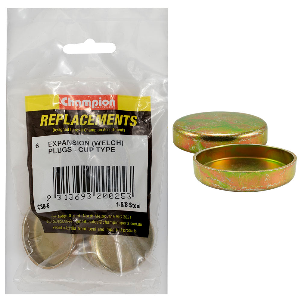 Champion Fasteners Welch Plug Cup Steel 1 5/8In C38-6