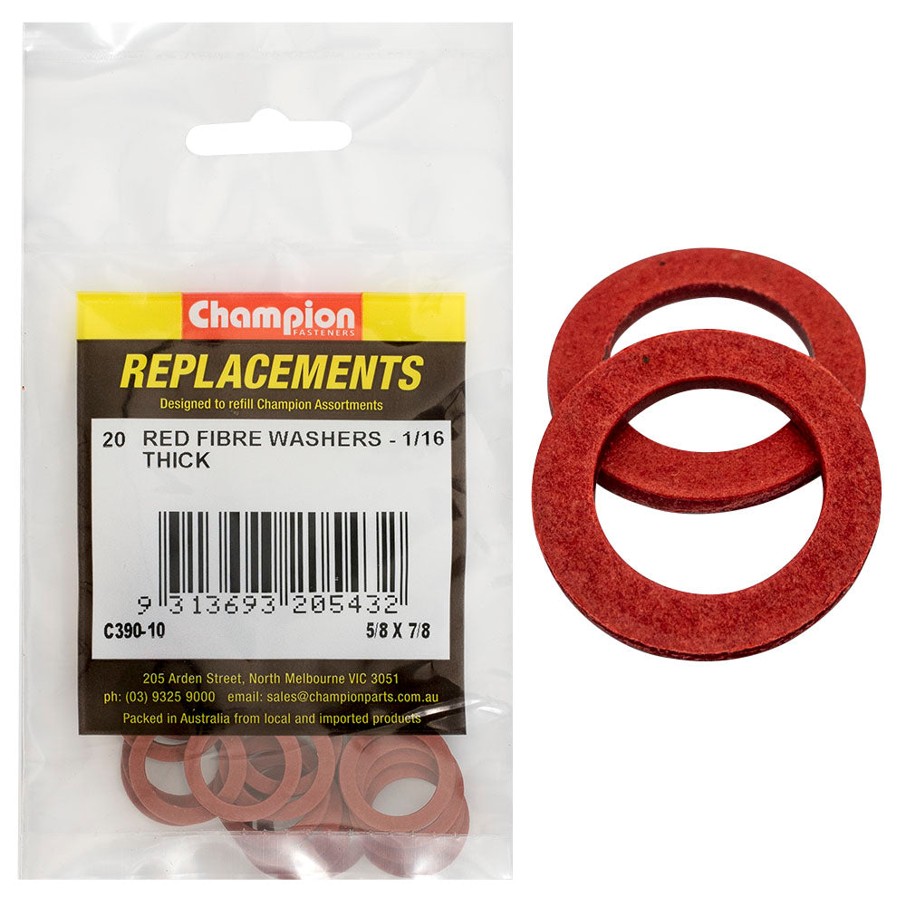 Champion Fasteners Washer Flat Fibre 5/8In X 7/8In X 1/16In Red C390-10