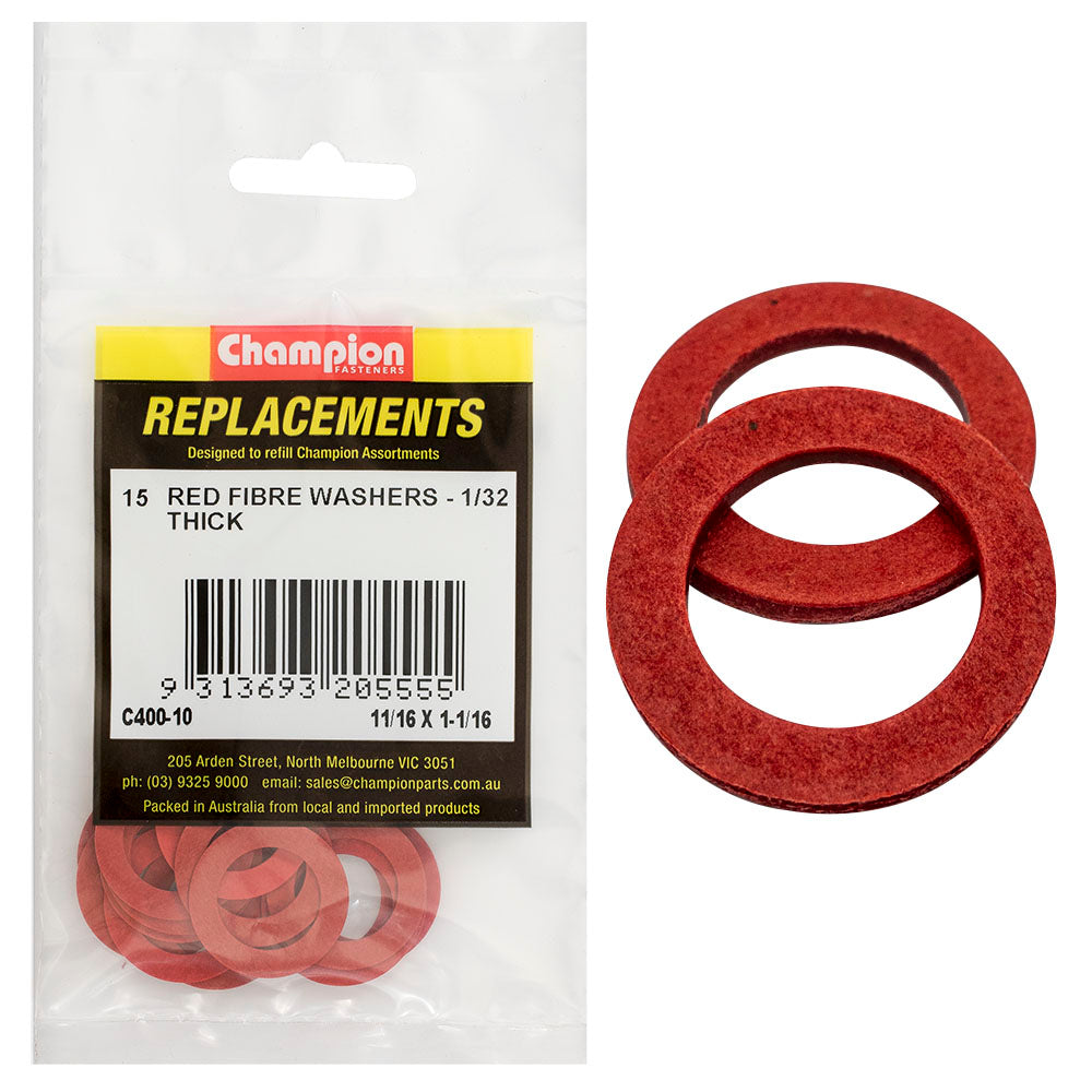 Champion Fasteners Washer Flat Fibre 11/16In X 1 1/16In X 1/32In Red C400-10