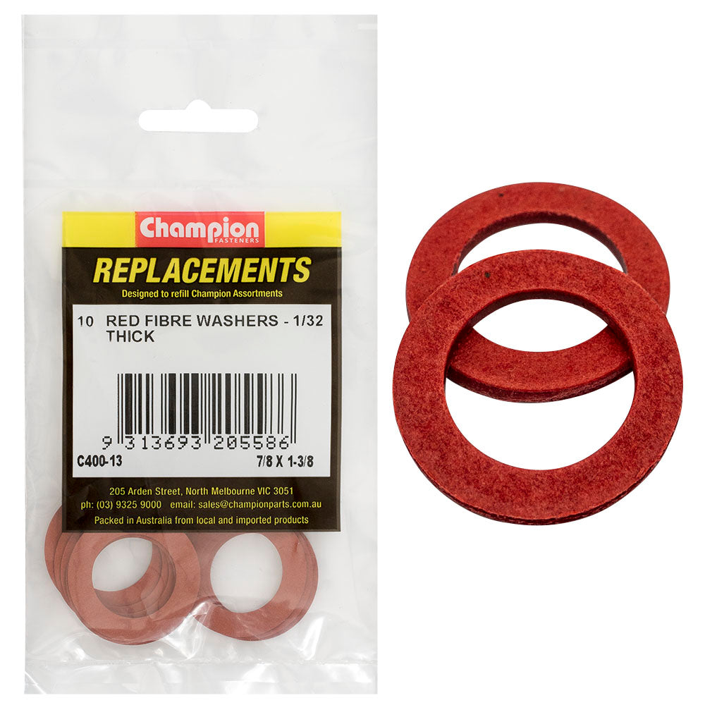 Champion Fasteners Washer Flat Fibre 7/8In X 1 3/8In X 1/32In Red C400-13