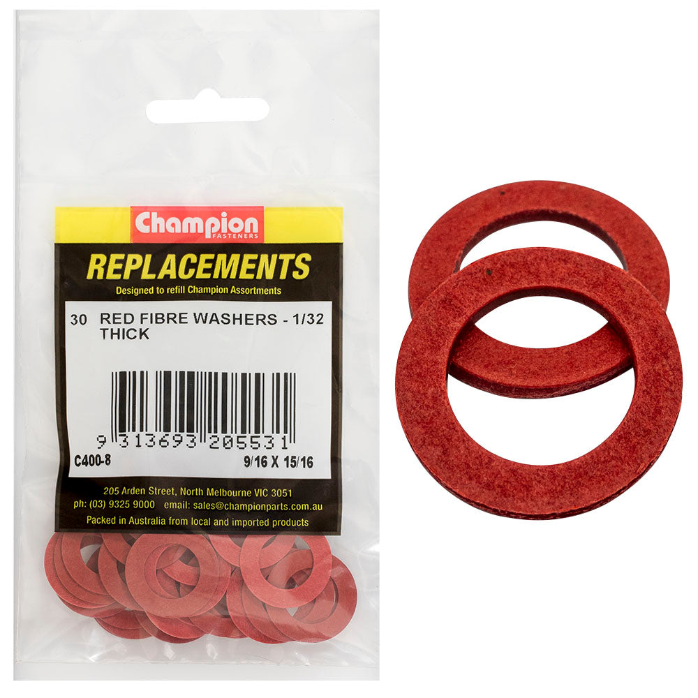 Champion Fasteners Washer Flat Fibre 9/16In X 15/16In X 1/32In Red C400-8