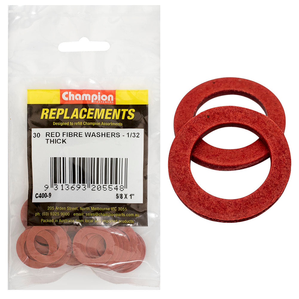 Champion Fasteners Washer Flat Fibre 5/8In X 1In X 1/32In Red C400-9