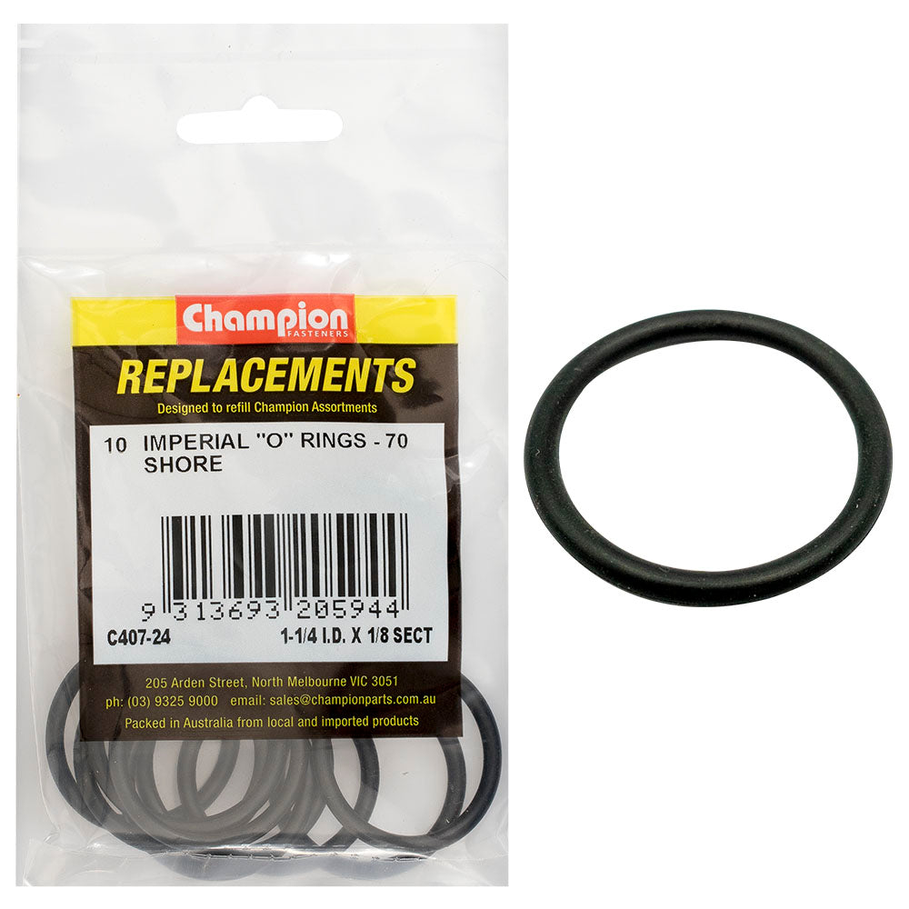 Champion Fasteners O Ring Nitrile Rubber 70 Shore 1 1/4In X 1/8In Black C407-24