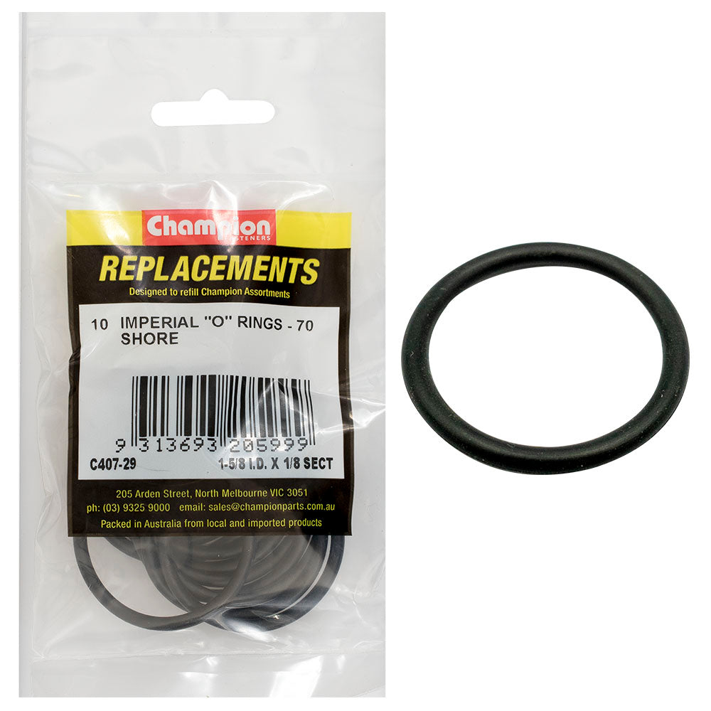 Champion O Ring Nitrile Rubber 70 Shore 1 5/8in x 1/8in Black C407-29
