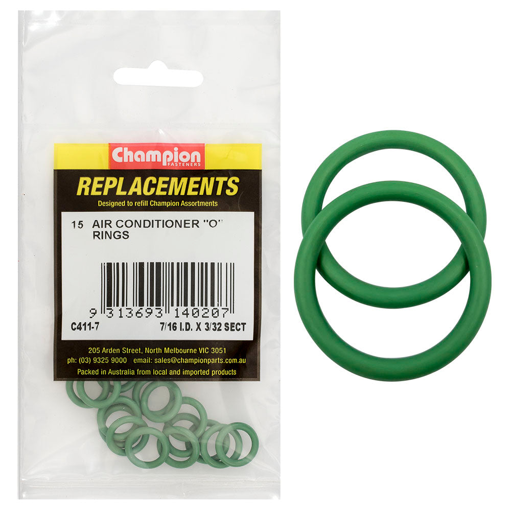 Champion Fasteners O Ring Nitrile Rubber 70 Shore 7/16In X 5/8In X 3/32In Green C411-7