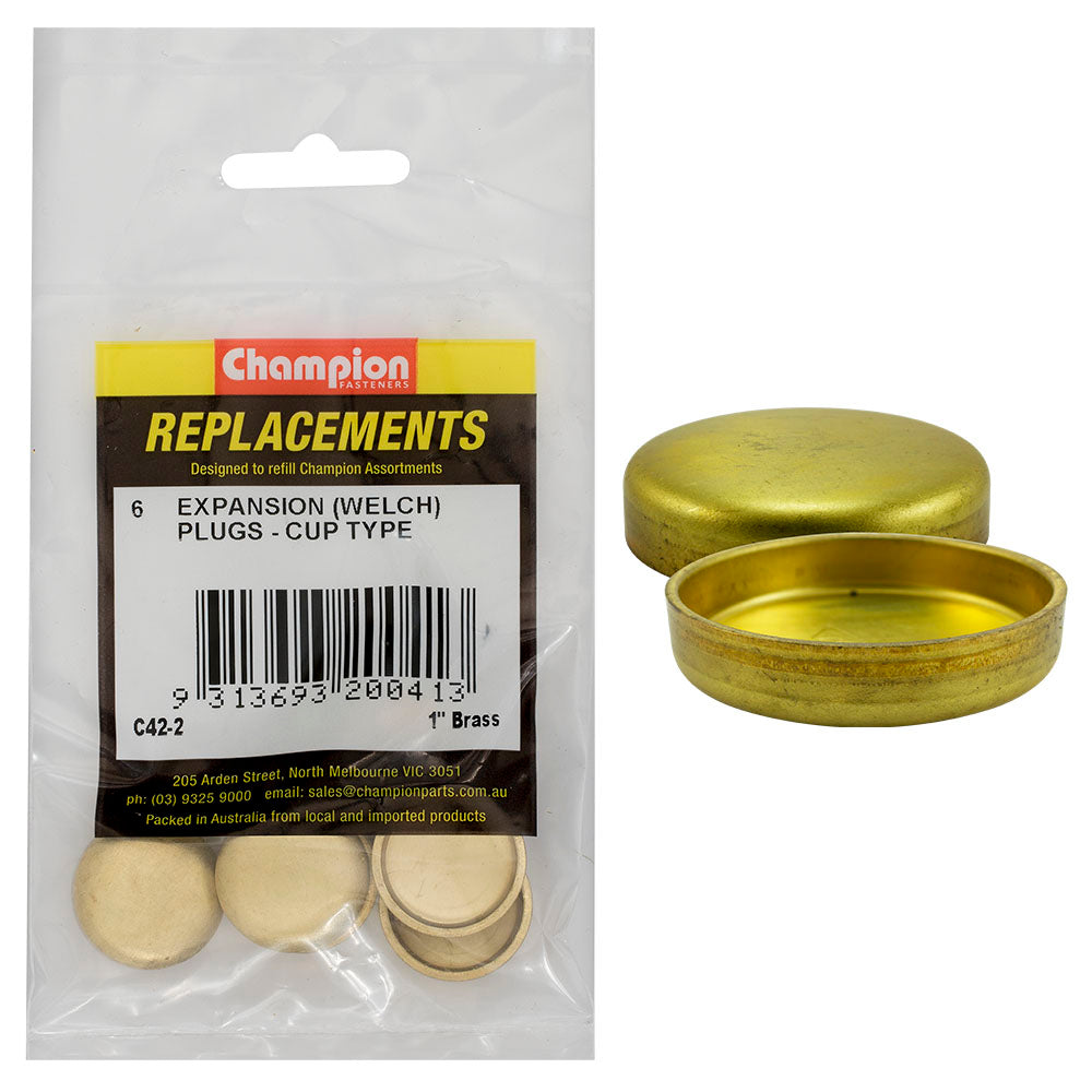 Champion Fasteners Welch Plug Cup Brass 1In C42-2