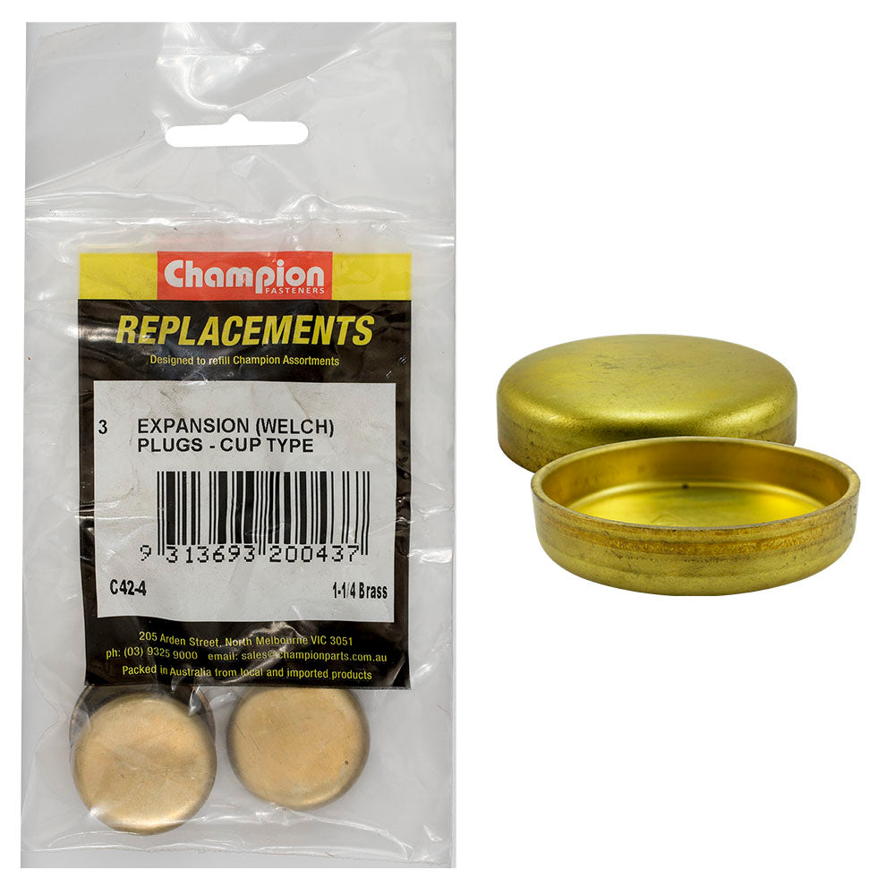 Champion Fasteners Welch Plug Cup Brass 1 1/4In C42-4