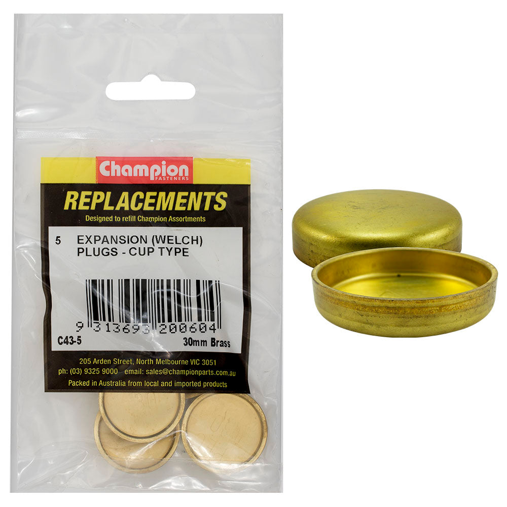 Champion Fasteners Welch Plug Cup Brass 30mm C43-5