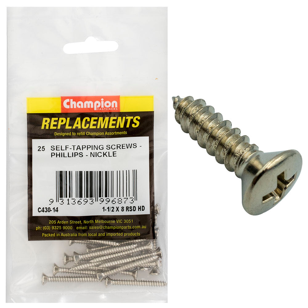Champion Fasteners Self TaPPEr Screw Rsd Phillips 4.2 X 38mm Nickel Plated C430-14
