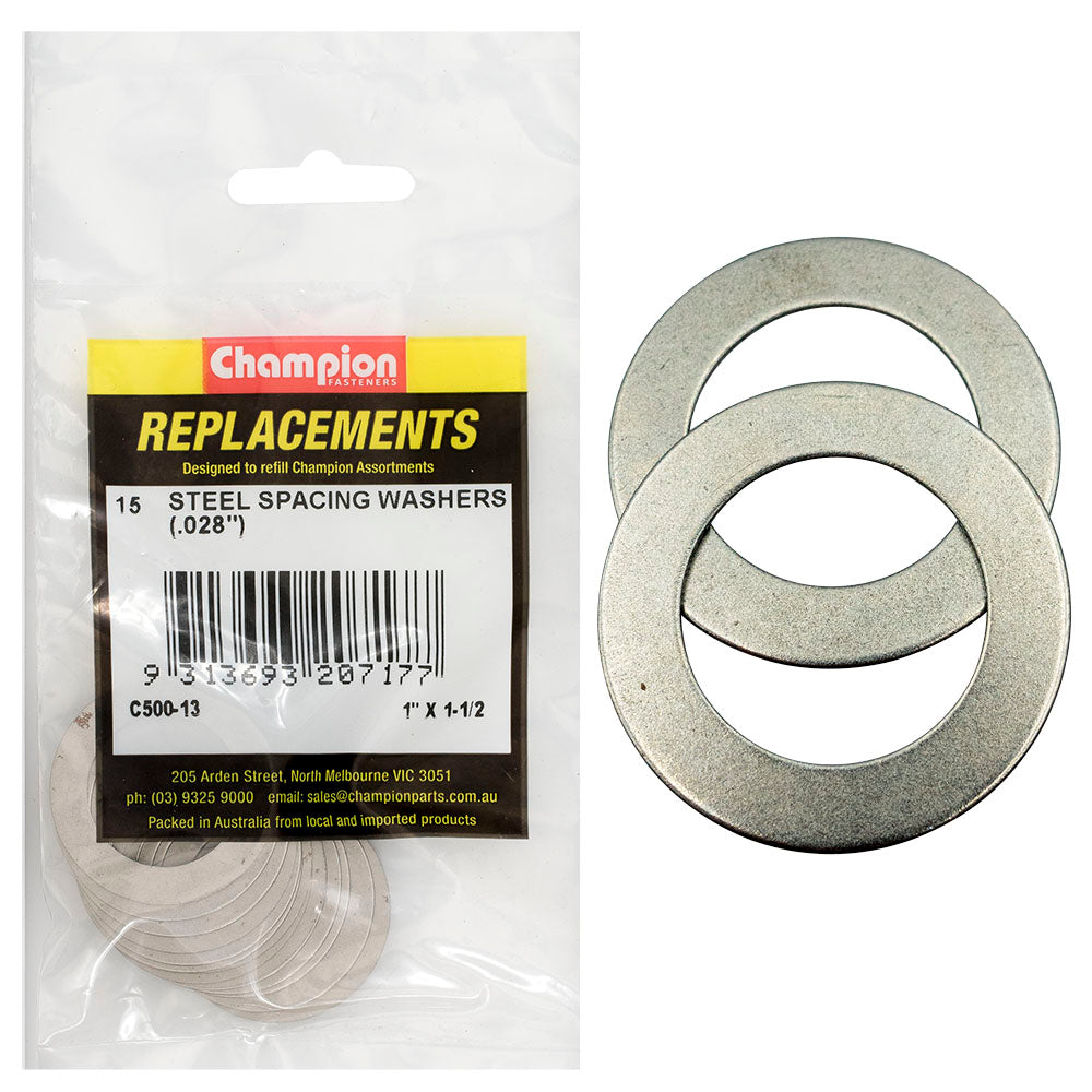 Champion Fasteners Washer Flat Spacing 1In X 1 1/2In X 22G (.028In) C500-13