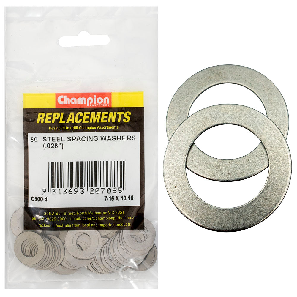 Champion Fasteners Washer Flat Spacing 7/16In X 13/16In X 22G (.028In) C500-4