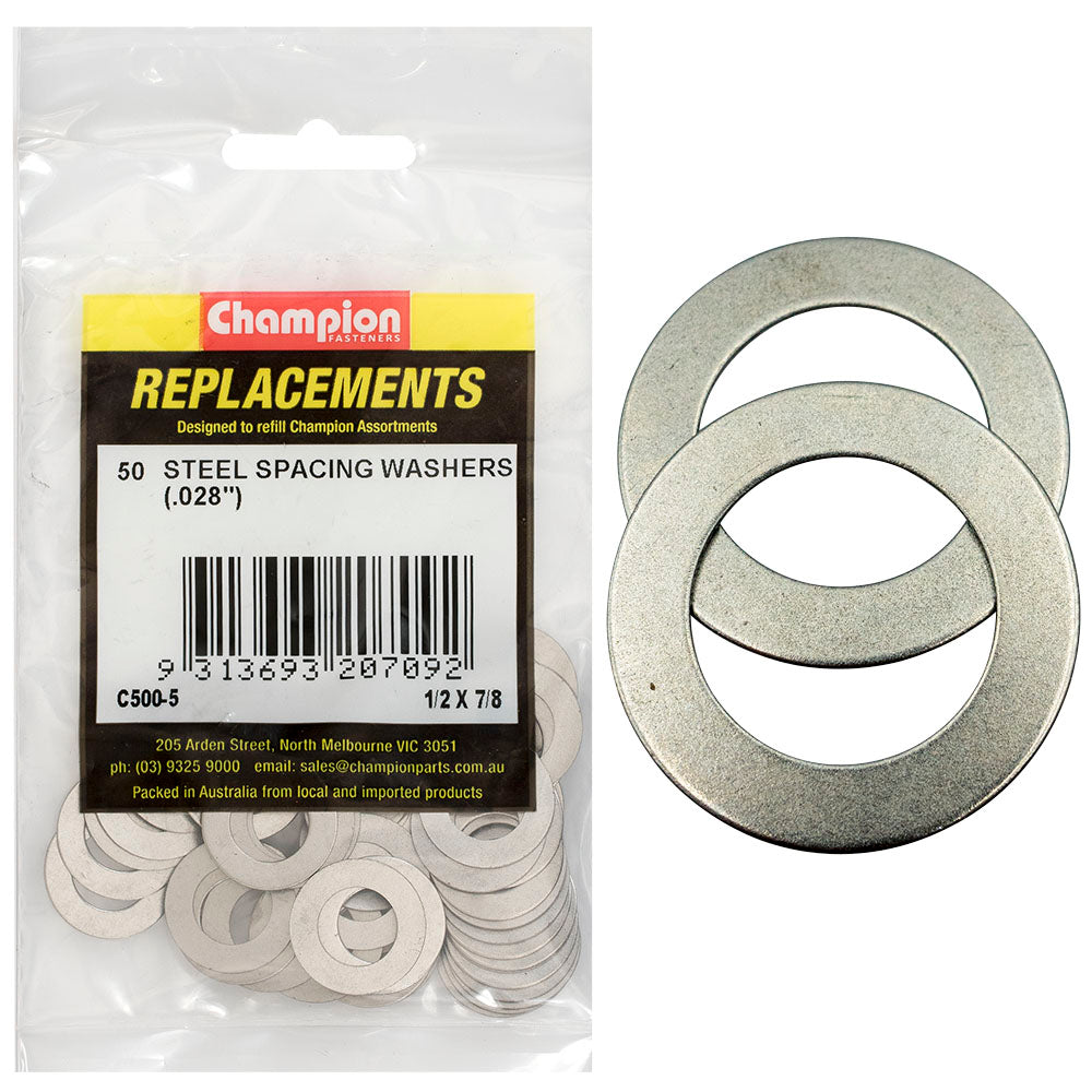 Champion Fasteners Washer Flat Spacing 1/2In X 7/8In X 22G (.028In) C500-5