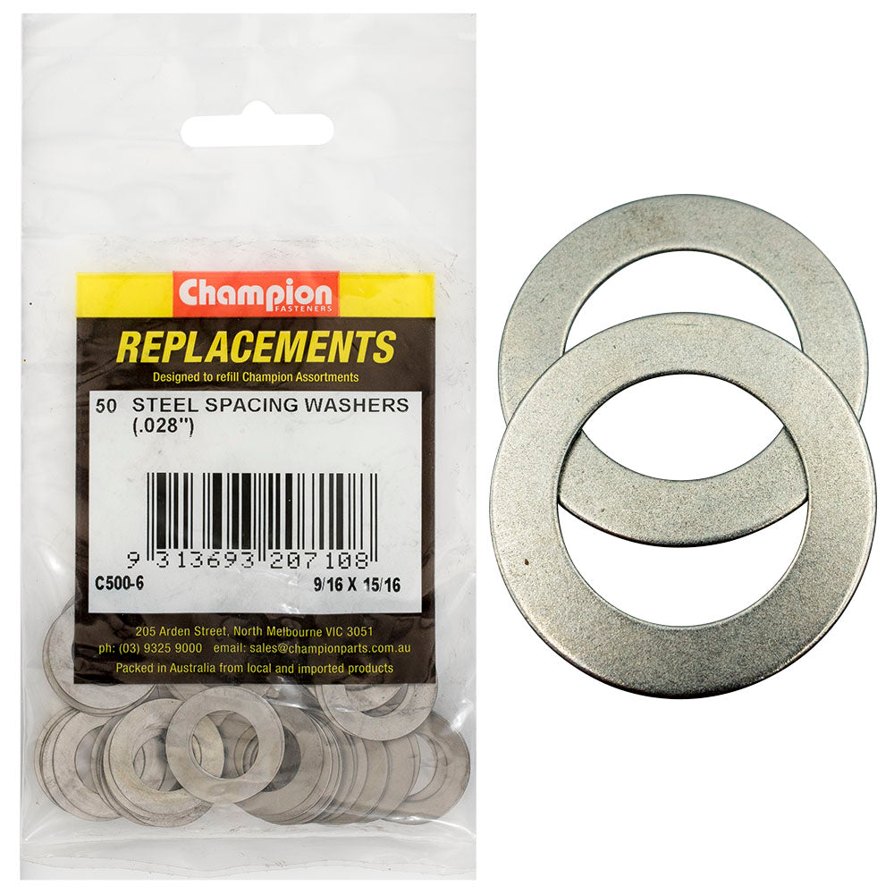 Champion Fasteners Washer Flat Spacing 9/16In X 15/16In X 22G (.028In) C500-6