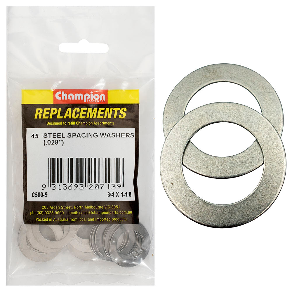 Champion Fasteners Washer Flat Spacing 3/4In X 1 1/8In X 22G (.028In) C500-9