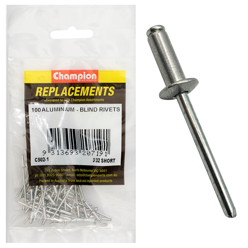 Champion Fasteners Rivet Blind Aluminium 2.4 X 7.37mm C502-1