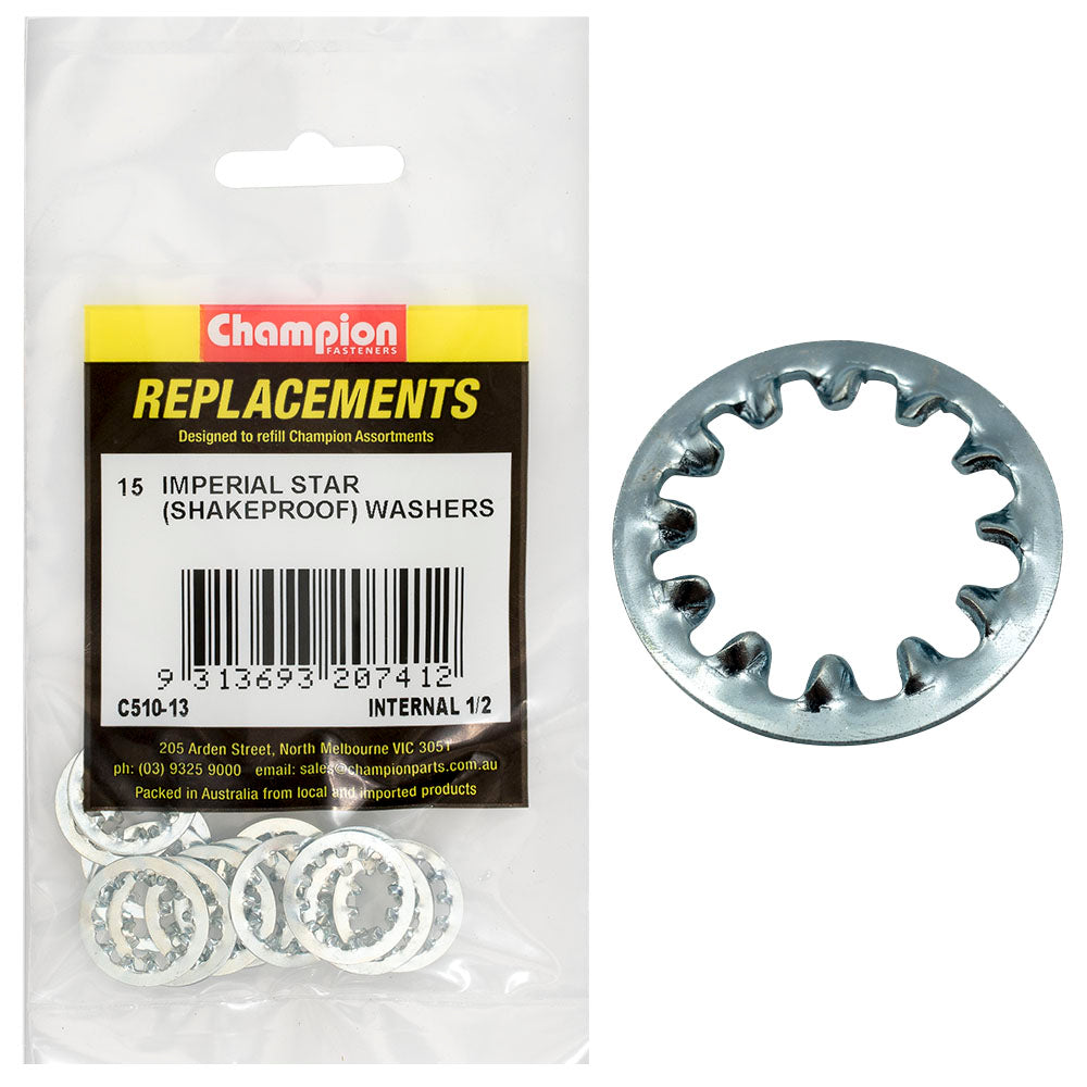 Champion Fasteners Washer Shakeproof Internal 1/2In Zinc Plated C510-13