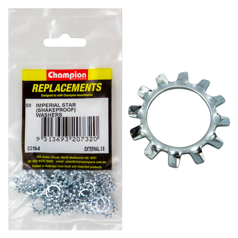 Champion Fasteners Washer Shakeproof External 3/8In Zinc Plated C510-4