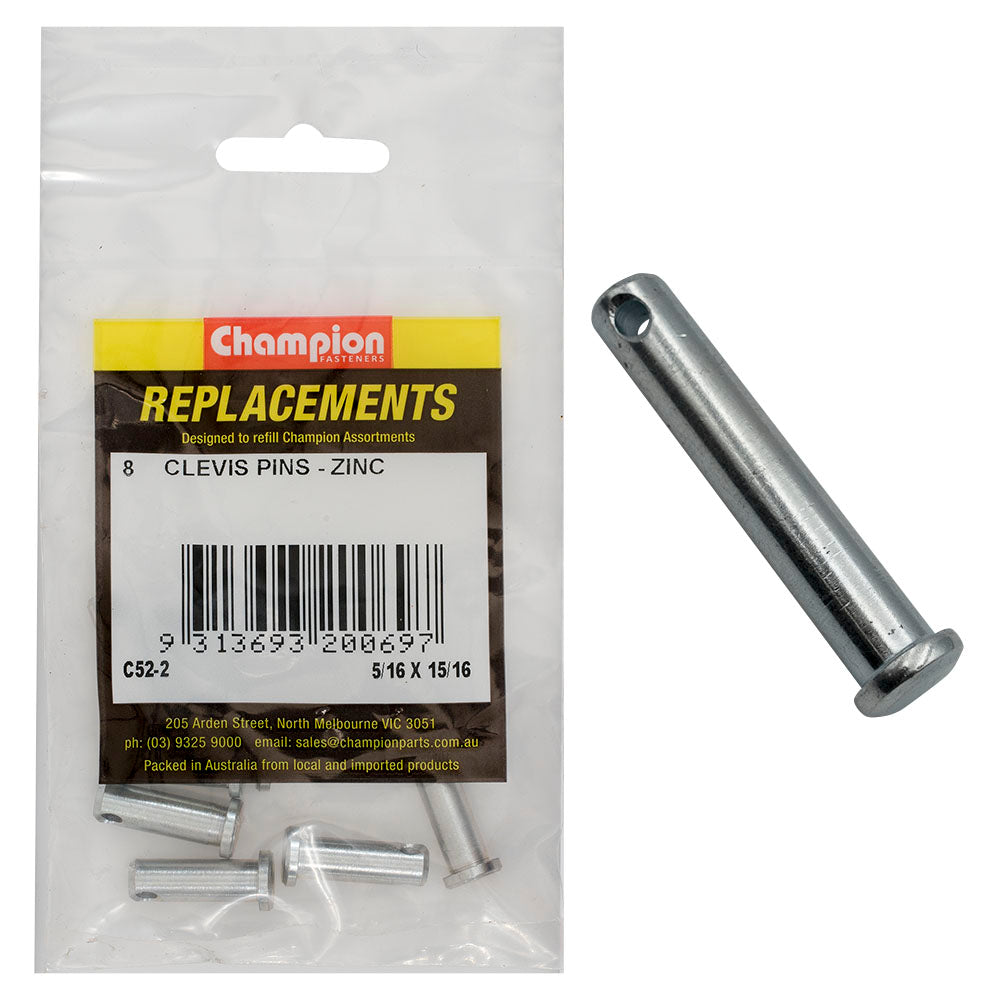 Champion Fasteners Clevis Pin 5/16In X 15/16In Zinc Plated C52-2