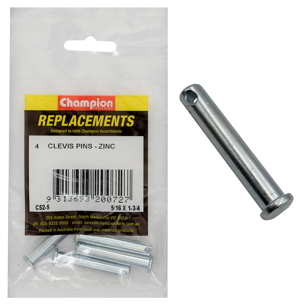 Champion Fasteners Clevis Pin 5/16In X 1 3/4In Zinc Plated C52-5