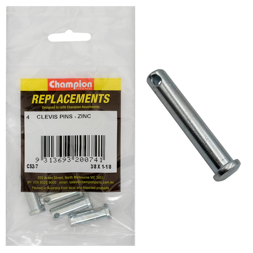 Champion Fasteners Clevis Pin 3/8In X 1 1/8In Zinc Plated C52-7
