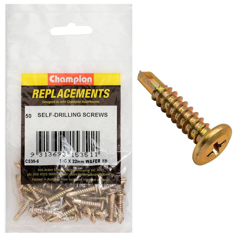 Champion Fasteners Self Drilling Screw Wafer Head 4.8  16 X 22Mm C530-6