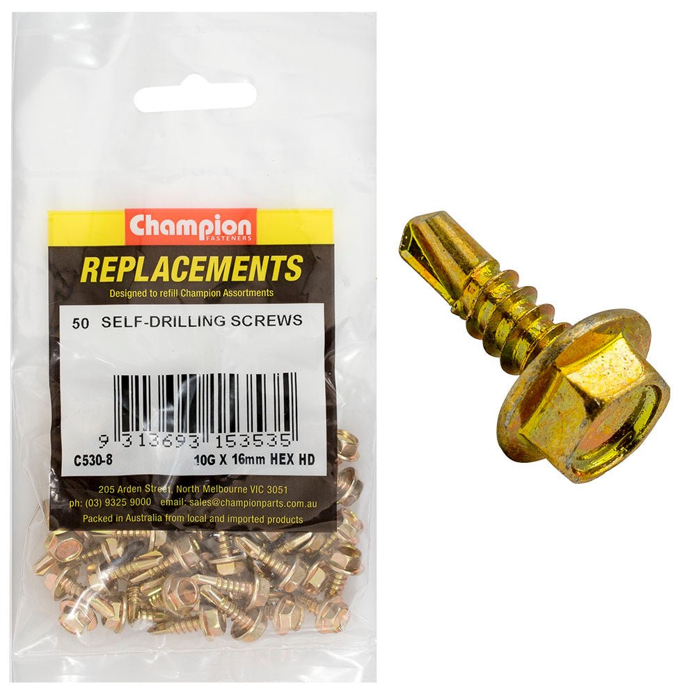 Champion Fasteners Self Drilling Screw Hex Head 4.8 16 X 16mm C530-8