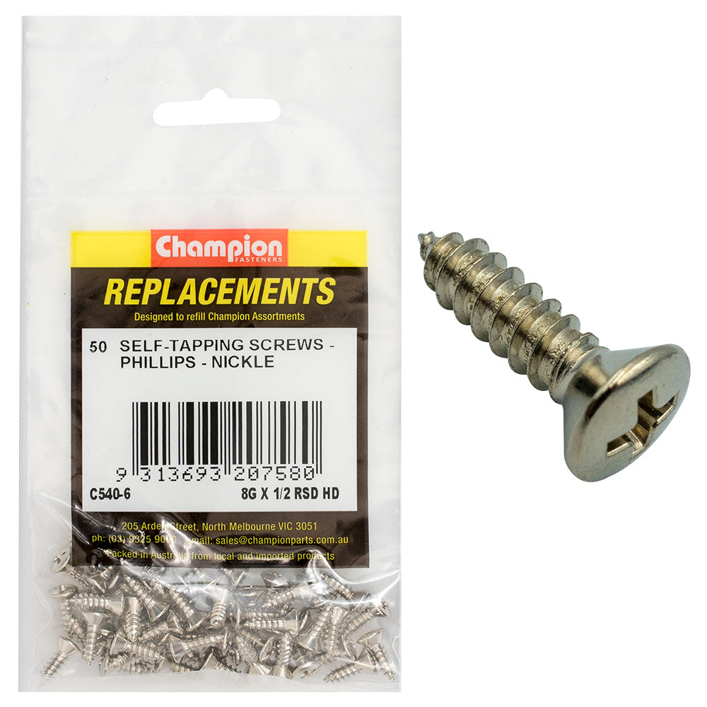 Champion Fasteners Self Tapper Screw Rsd Phillips 4.2 X 13Mm Nickel Plated C540-6