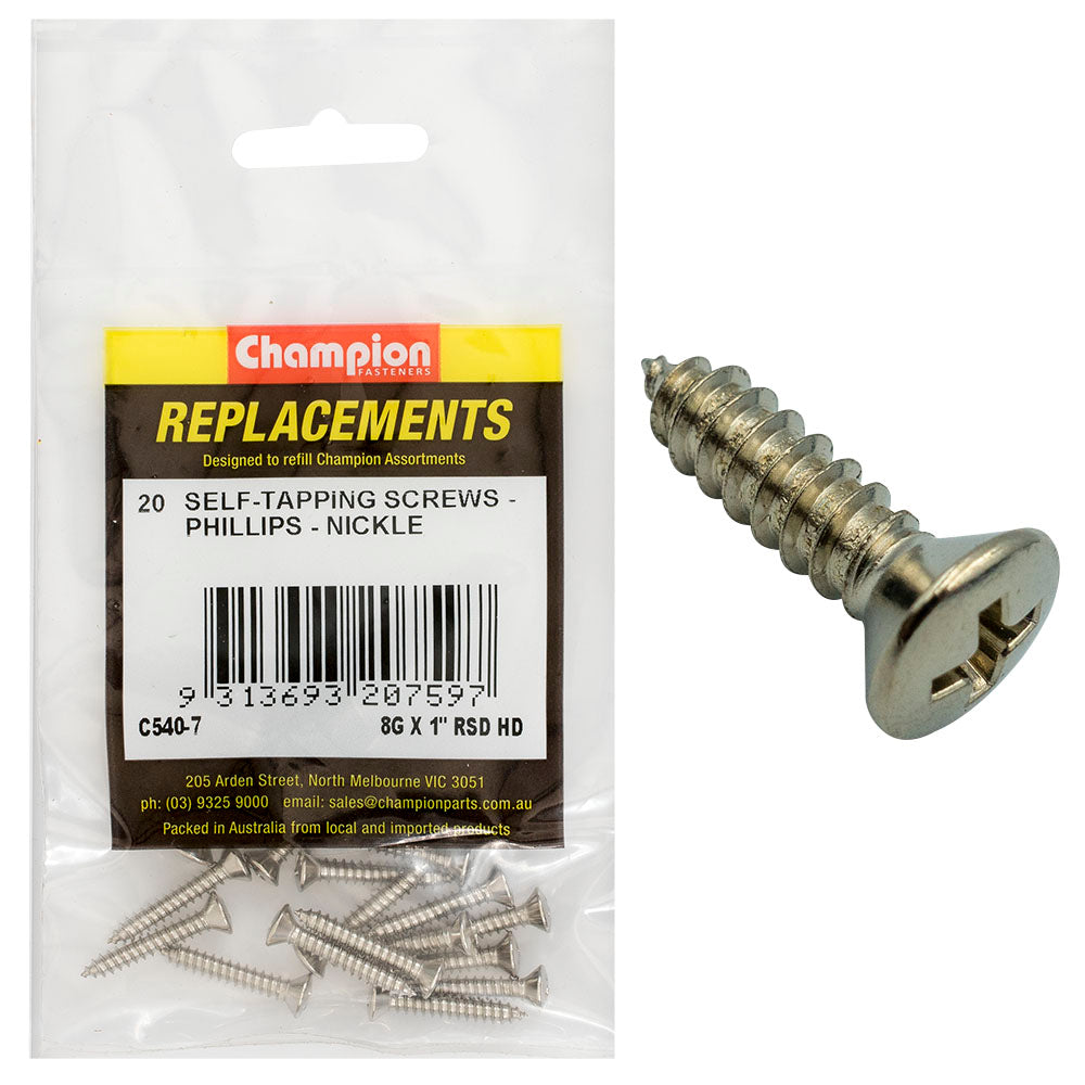 Champion Fasteners Self TaPPEr Screw Rsd Phillips 4.2 X 25mm Nickel Plated C540-7
