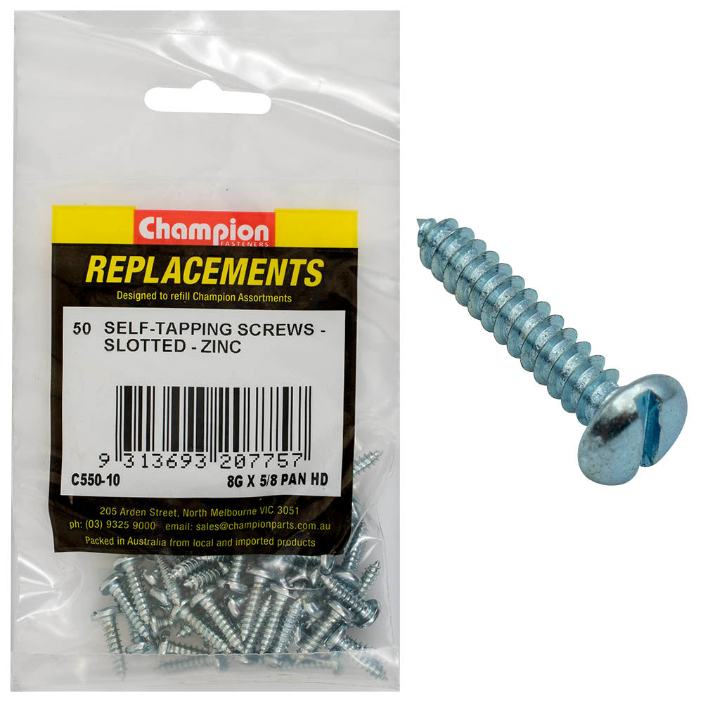 Champion Fasteners Self Tapper Screw Pan Slot 4.2 X 16mm Zinc Plated C550-10