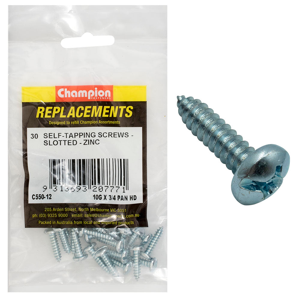 Champion Fasteners Self Tapper Screw Pan Combo 4.8 X 19mm Zinc Plated C550-12