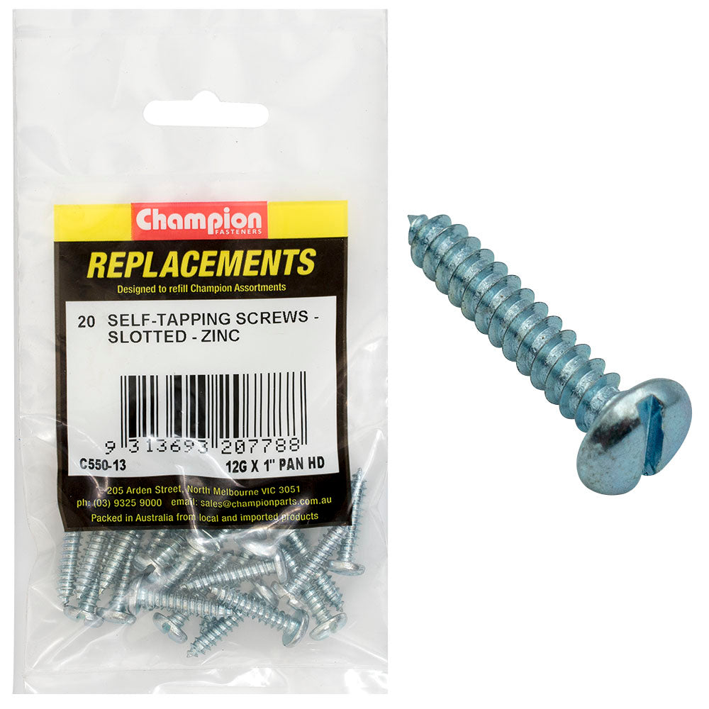Champion Fasteners Self Tapper Screw Pan Slot 5.5 X 25mm Zinc Plated C550-13