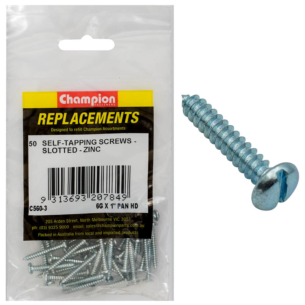 Champion Fasteners Self Tapper Screw Pan Slot 3.5 X 25mm Zinc Plated C560-3