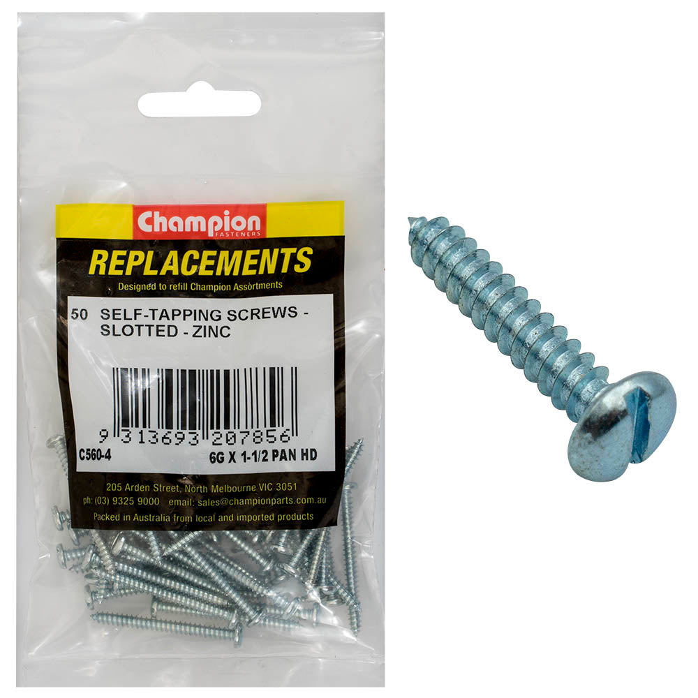 Champion Fasteners Self Tapper Screw Pan Slot 3.5 X 38mm Zinc Plated C560-4