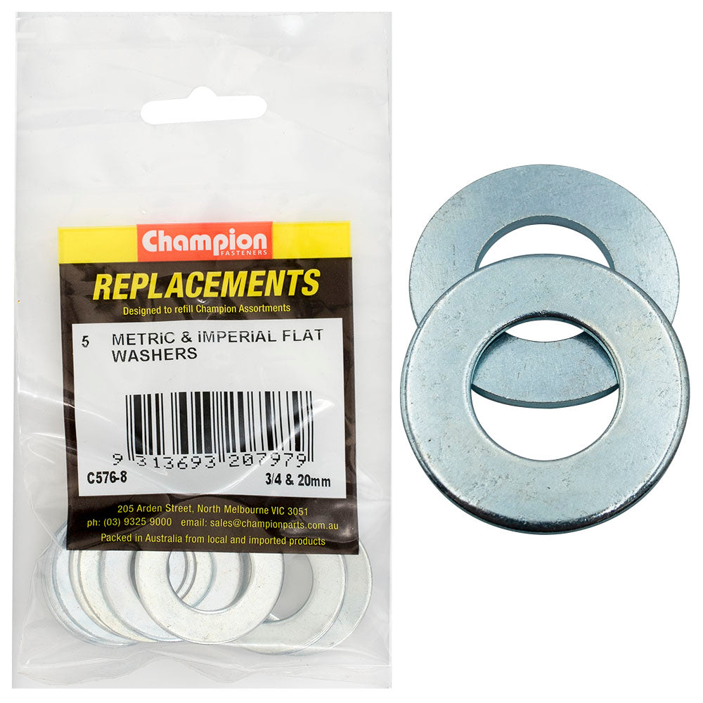 Champion Fasteners Washer Flat Steel 3/4In X 1 1/2In X 14G Zinc Plated C576-8