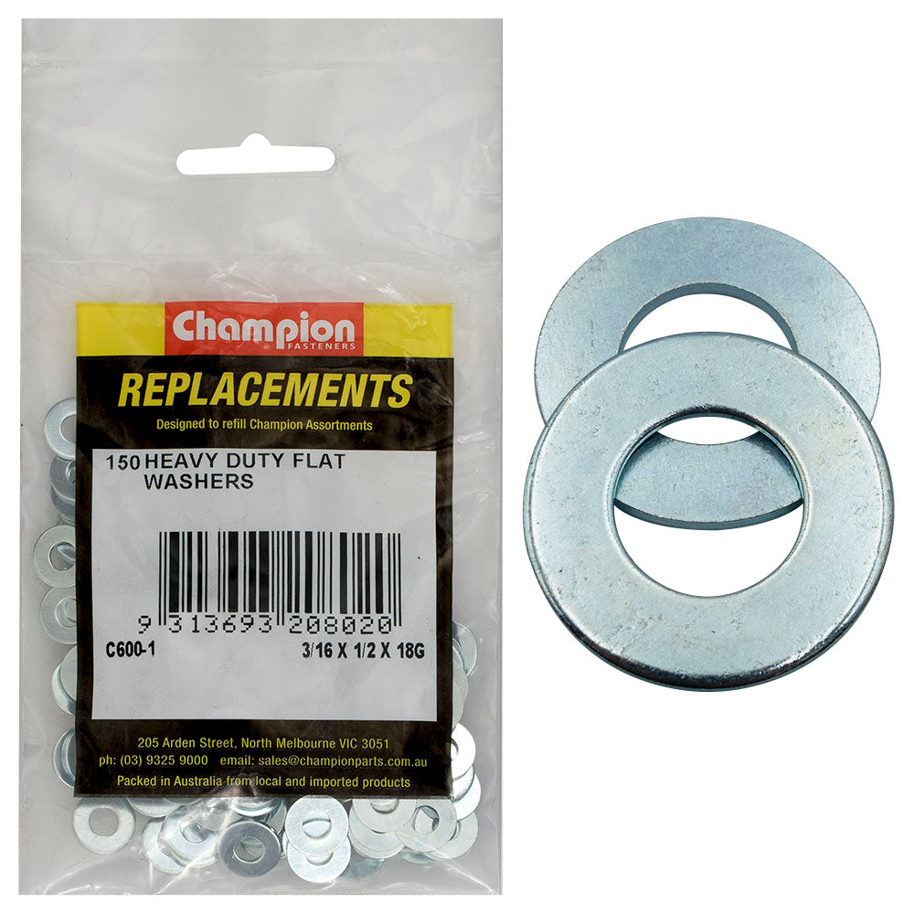 Champion Washer Flat Heavy Duty M5 x 13 x 1.2mm Zinc Plated C600-1