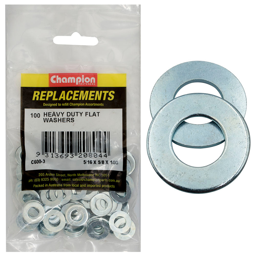 Champion Fasteners Washer Flat Heavy Duty M8 X 16 X 2mm Zinc Plated C600-3